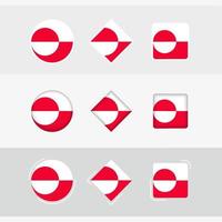 Greenland flag icons set, vector flag of Greenland.