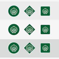 Arab League flag icons set, vector flag of Arab League.