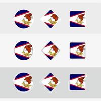 American Samoa flag icons set, vector flag of American Samoa.