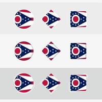 Ohio bandera íconos colocar, vector bandera de Ohio.