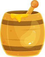 bright vector illustration of a barrel with honey, a wooden barrel, a honey apiary