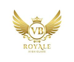 Golden Letter VB template logo Luxury gold letter with crown. Monogram alphabet . Beautiful royal initials letter. vector