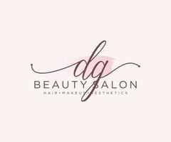 Initial DG feminine logo collections template. handwriting logo of initial signature, wedding, fashion, jewerly, boutique, floral and botanical with creative template for any company or business. vector