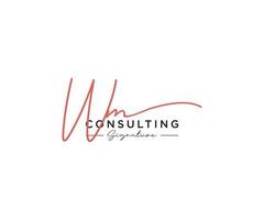 Initial WM signature logo collection template vector. Hand drawn Calligraphy lettering Vector illustration.