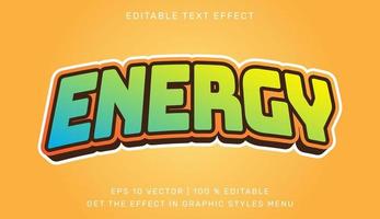 Energy 3d editable text effect vector