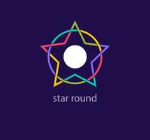 Star and intertwined round logo. Unique color transitions. Geometric creative logo template. vector