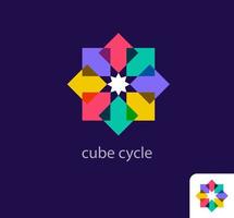 Cyclic cube logo. Unique colors. Creative cube shape logo template. vector