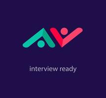 Interview ready logo. Unique colors. Creative Interviewing, qualifying and recruiting logo template. vector