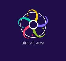 Flight area logo in round. Unique design color transitions. Creative airline airplane logo template. vector