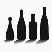 Shape of silhouette of bottle for alcohol, beer, kvass, waters. Outline of a container for storing liquid vector