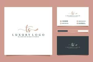 Initial TS Feminine logo collections and business card template Premium Vector. vector