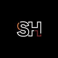 Abstract letter SH logo design with line connection for technology and digital business company. vector