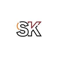 Abstract letter SK logo design with line connection for technology and digital business company. vector