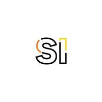 Abstract letter SI logo design with line connection for technology and digital business company. vector