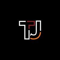 resumen letra tj logo diseño con línea conexión para tecnología y digital negocio compañía. vector