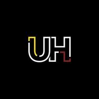 Abstract letter UH logo design with line connection for technology and digital business company. vector