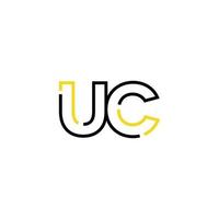 Abstract letter UC logo design with line connection for technology and digital business company. vector