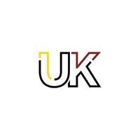 Abstract letter UK logo design with line connection for technology and digital business company. vector