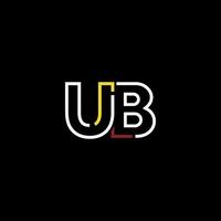 Abstract letter UB logo design with line connection for technology and digital business company. vector