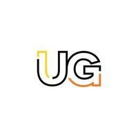 Abstract letter UG logo design with line connection for technology and digital business company. vector