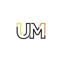 Abstract letter UM logo design with line connection for technology and digital business company. vector