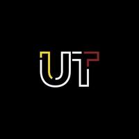 Abstract letter UT logo design with line connection for technology and digital business company. vector