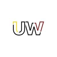 Abstract letter UW logo design with line connection for technology and digital business company. vector