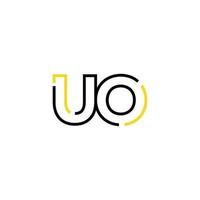 Abstract letter UO logo design with line connection for technology and digital business company. vector