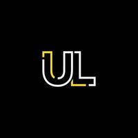 Abstract letter UL logo design with line connection for technology and digital business company. vector