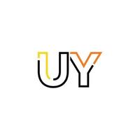 Abstract letter UY logo design with line connection for technology and digital business company. vector