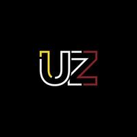 Abstract letter UZ logo design with line connection for technology and digital business company. vector