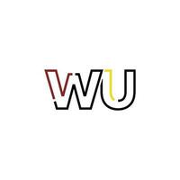 Abstract letter WU logo design with line connection for technology and digital business company. vector