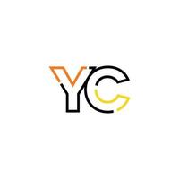 Abstract letter YC logo design with line connection for technology and digital business company. vector