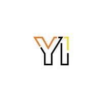 Abstract letter YI logo design with line connection for technology and digital business company. vector