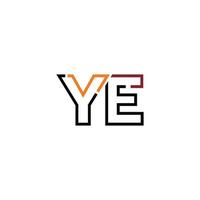 Abstract letter YE logo design with line connection for technology and digital business company. vector