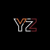 Abstract letter YZ logo design with line connection for technology and digital business company. vector