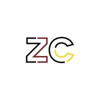 Abstract letter ZC logo design with line connection for technology and digital business company. vector