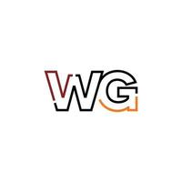 resumen letra wg logo diseño con línea conexión para tecnología y digital negocio compañía. vector