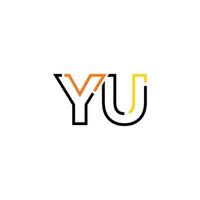 Abstract letter YU logo design with line connection for technology and digital business company. vector