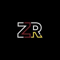 Abstract letter ZR logo design with line connection for technology and digital business company. vector