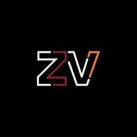 Abstract letter ZV logo design with line connection for technology and digital business company. vector