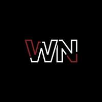 Abstract letter WN logo design with line connection for technology and digital business company. vector