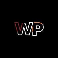 Abstract letter WP logo design with line connection for technology and digital business company. vector