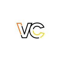 Abstract letter VC  logo design with line connection for technology and digital business company. vector