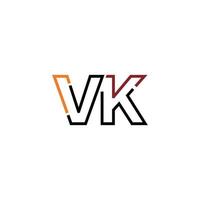 Abstract letter VK logo design with line connection for technology and digital business company. vector