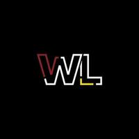 Abstract letter WL logo design with line connection for technology and digital business company. vector