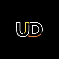 resumen letra ud logo diseño con línea conexión para tecnología y digital negocio compañía. vector