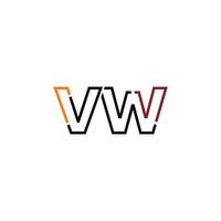Abstract letter VW logo design with line connection for technology and digital business company. vector