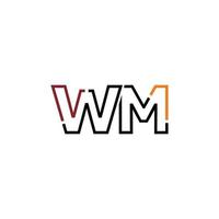 Abstract letter WM logo design with line connection for technology and digital business company. vector