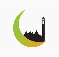 eid Mubarak islámico diseño creciente Luna y modelo islámico florido saludo tarjeta vector